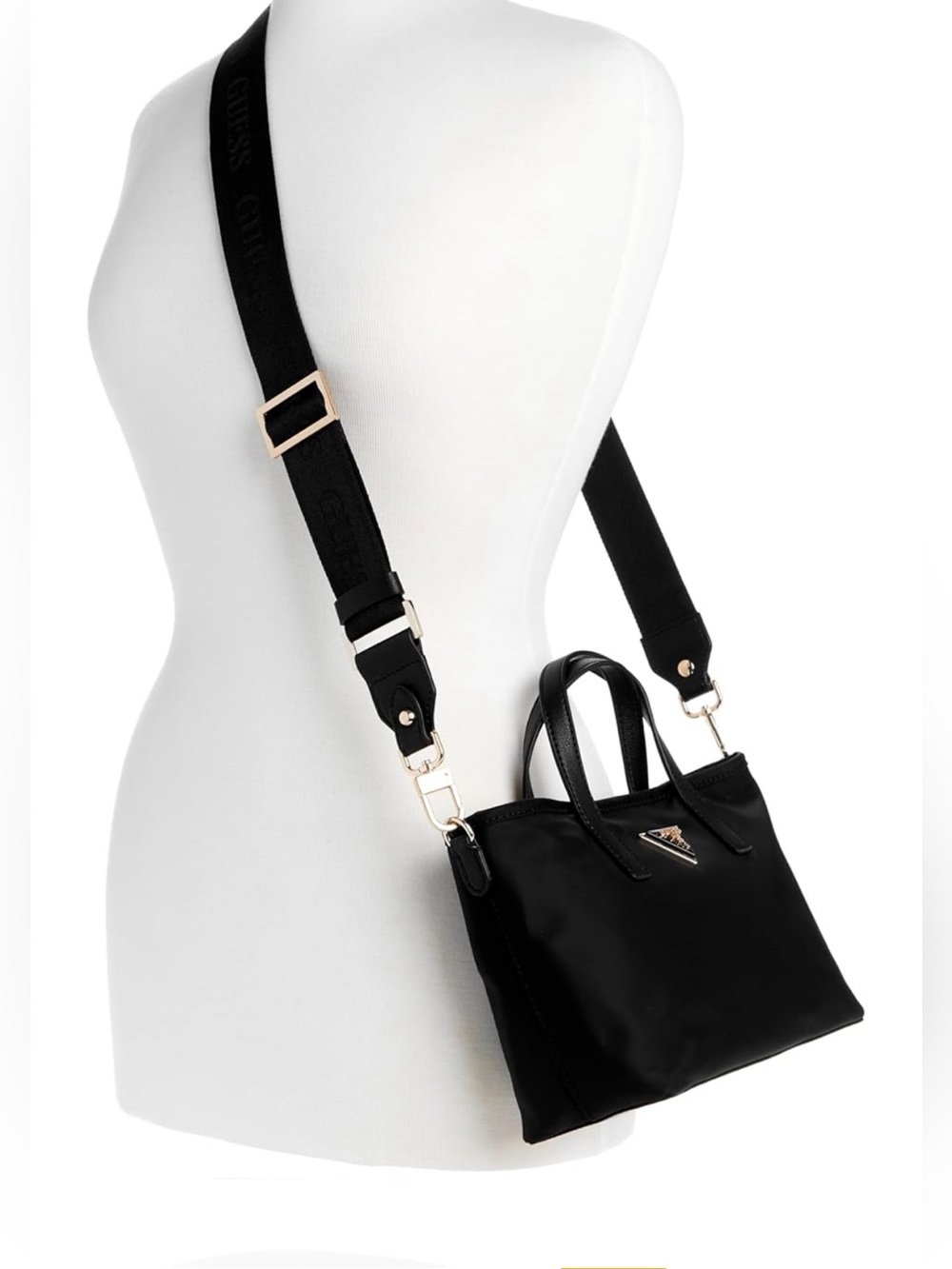 Guess Black Satchel with Gold Triangle Logo - Picture 10 of 10